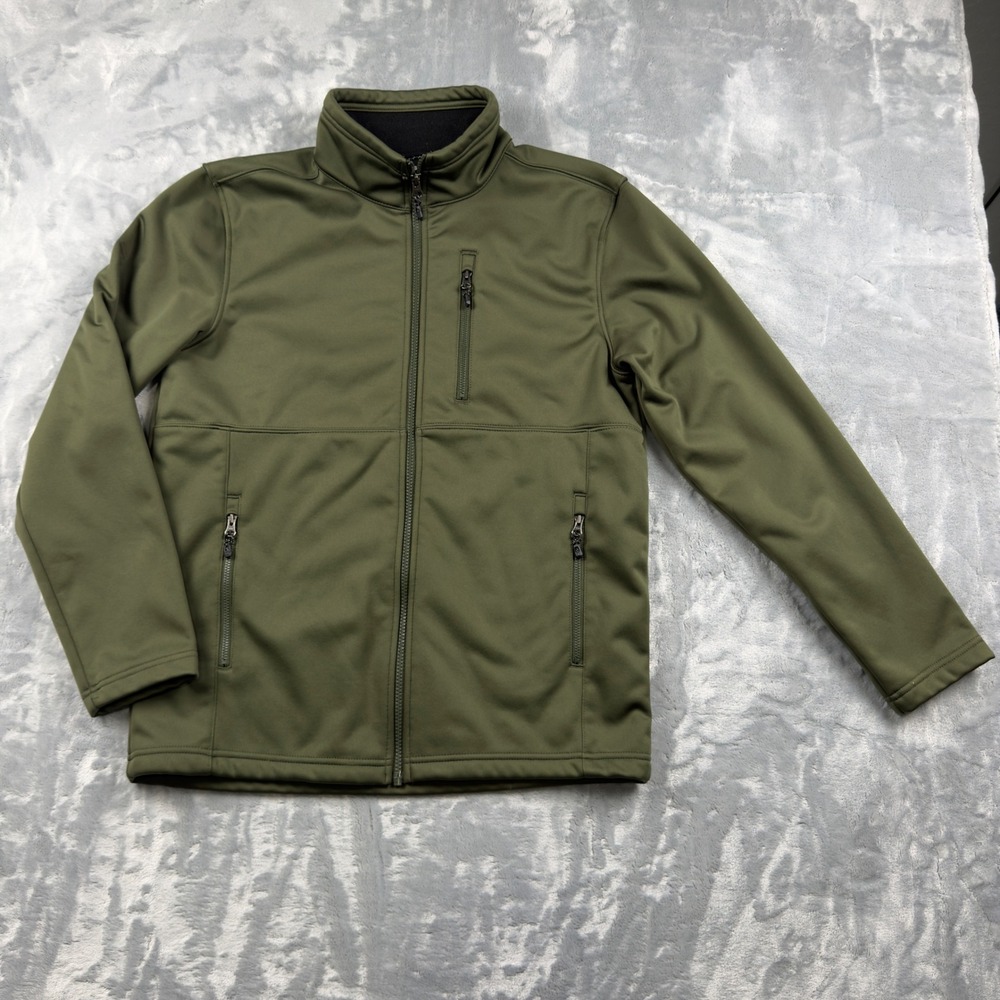 SwissTech Mens Olive Green Softshell Fleece Lined Full Zip Jacket Small 34-36
